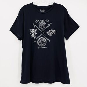 Game Of Thrones 100% Cotton Black Graphic Crewneck Tee XL